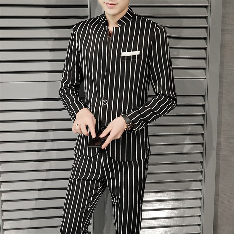 T087-P120春秋男士时尚条纹西服两件套装青年职业装,男装西服,星座507A（原星座306B-2）