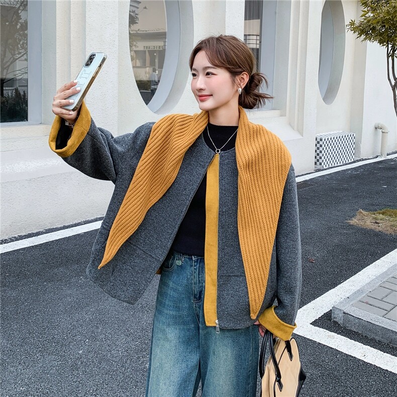 宽松毛呢外套女冬小个子休闲韩系高级感双面羊毛大衣图片