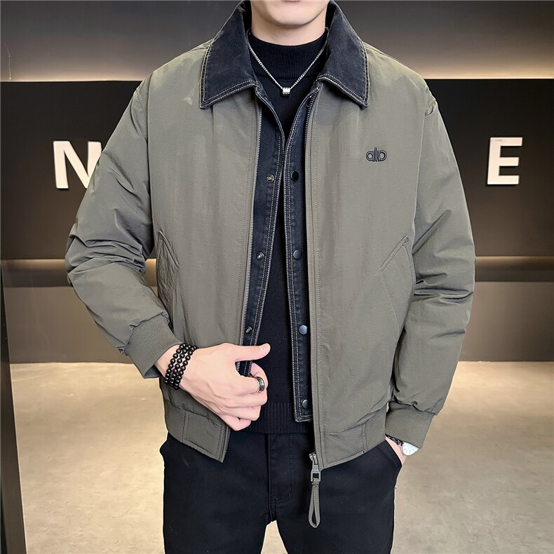 M-4XLB3539827P190卡其2025牛仔假两件翻领冬季男羽绒服外套,男装羽绒服,电商B353