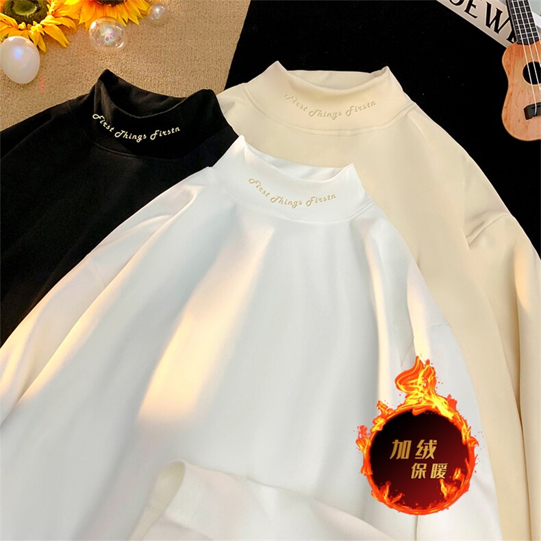280克保暖针织衫德绒美式纯色加绒加厚长袖卫衣打底T恤DR07特P28,男装针织衫/毛衣,电商A486
