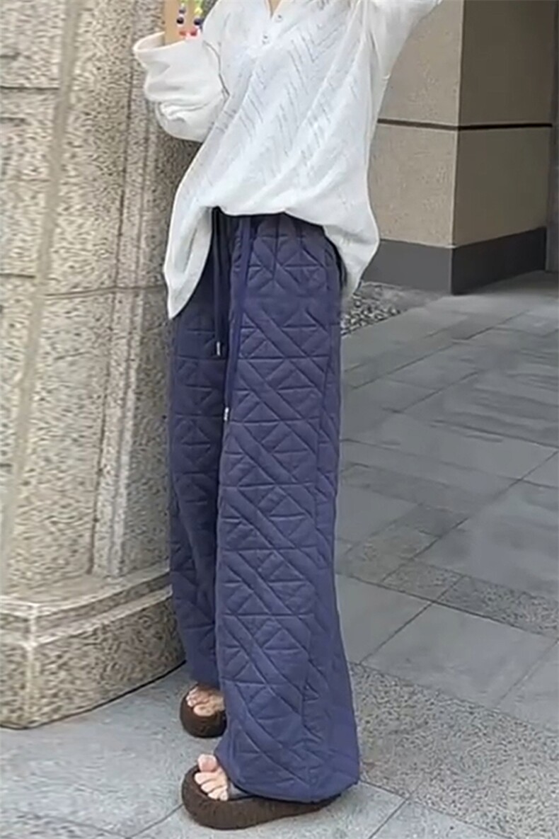 特批P35无差价冬抖音大码男女菱格保暖夹棉阔腿裤K5614J加棉,男装休闲裤,电商A001-1