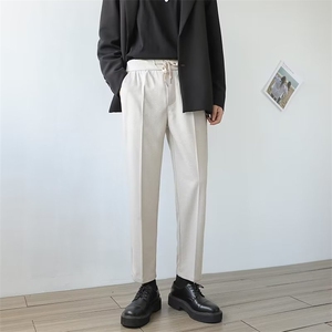 主风秋冬季毛呢裤子男士韩版修身小脚休闲直筒加厚九分小西裤M3图片