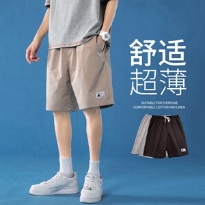 K201 P25 蓝底 百搭休闲潮流蝴蝶印花港风五分裤学生情侣沙滩裤夏图片