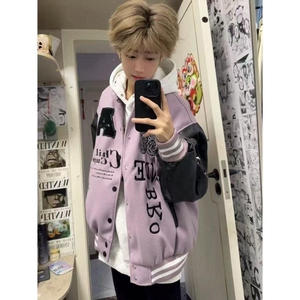 拼色棒球服外套2025年春秋季新款美式设计感潮牌高街刺绣情侣外套图片