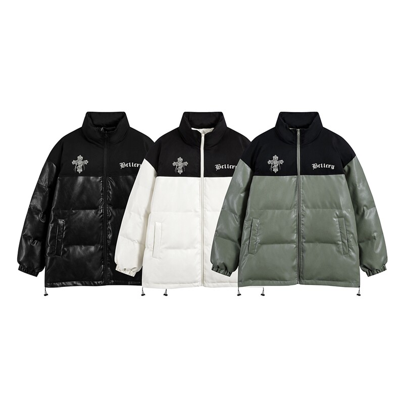 白底23新款冬季时尚百搭宽松字母印花皮棉服外套MY402P115控158,男装棉衣,电商A247-1