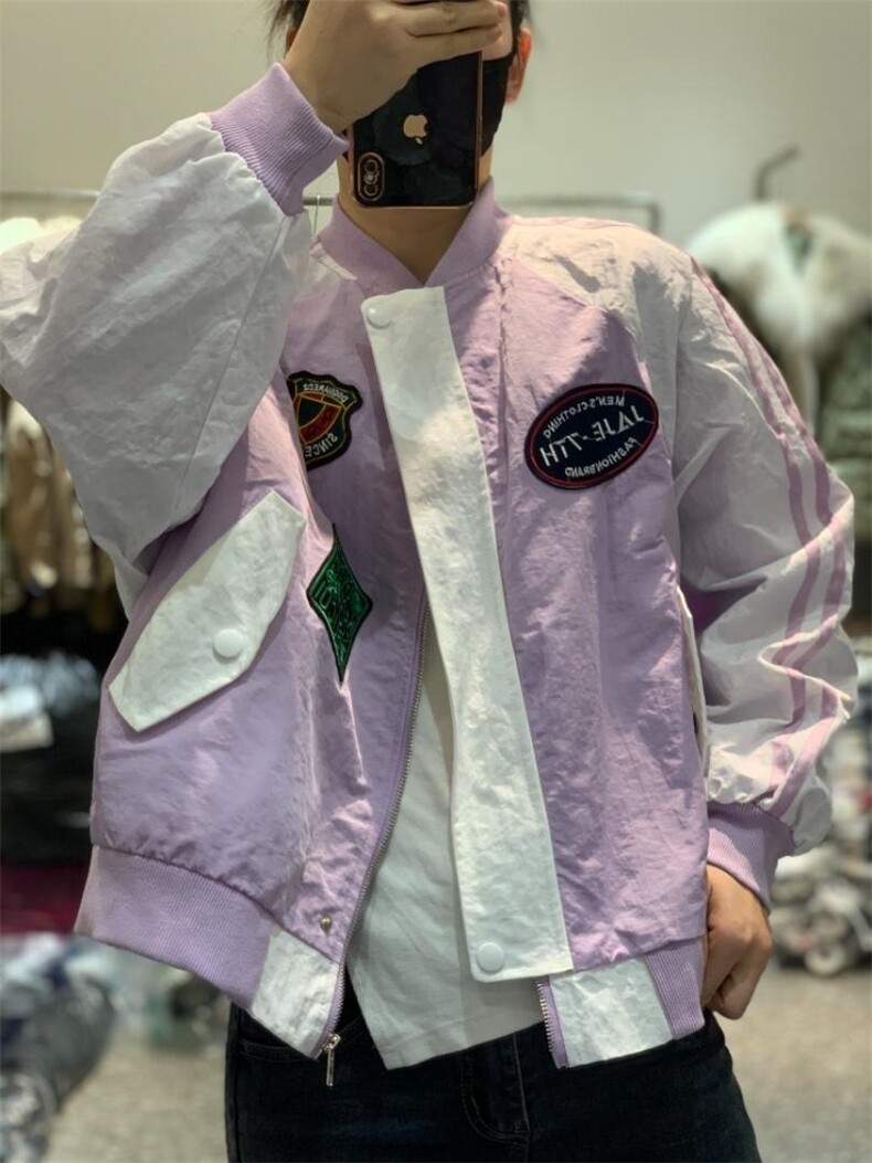 春季新款潮牌撞色拼接棒球服外套欧货,女装其它,L·H·X