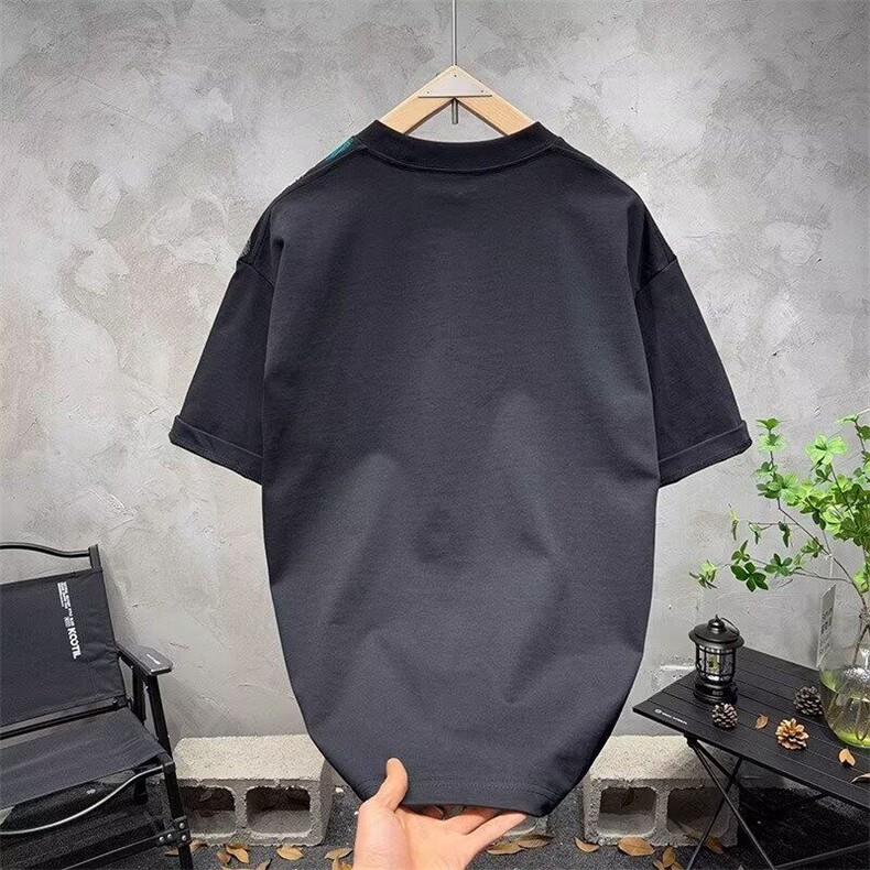 M599-P35美式重磅2025新款刺绣圆领短袖T恤男女同款宽松潮牌半袖,男装T恤,星座617A-1（原B318A）