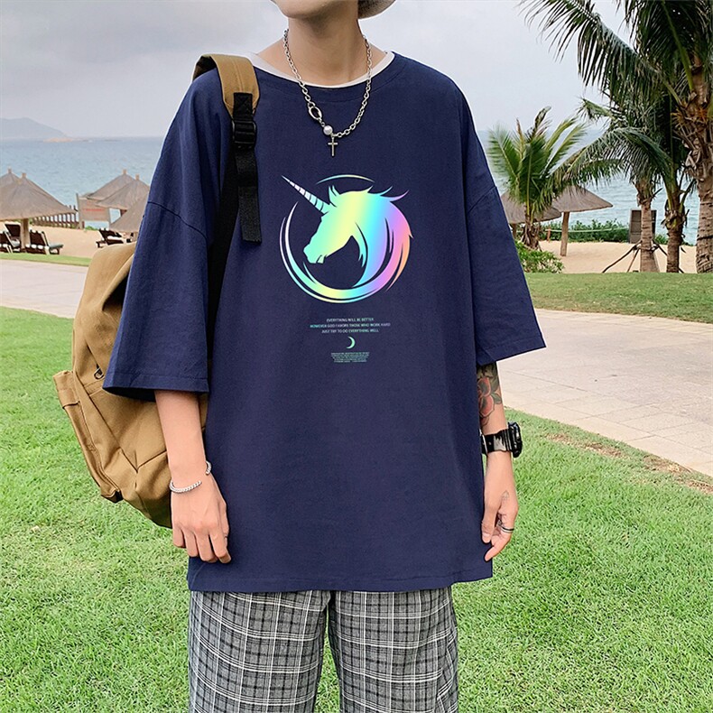 YT26138-P30亚麻短袖t恤男大码五分袖男宽松七分袖港风模特,男装T恤,电商A040