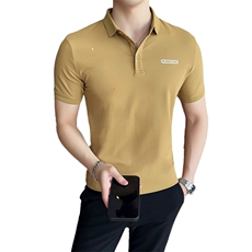 2024夏季新款英伦风高品质修身刺绣POLO衫冰丝短袖T恤男D257-p48，男装T恤，电商D303