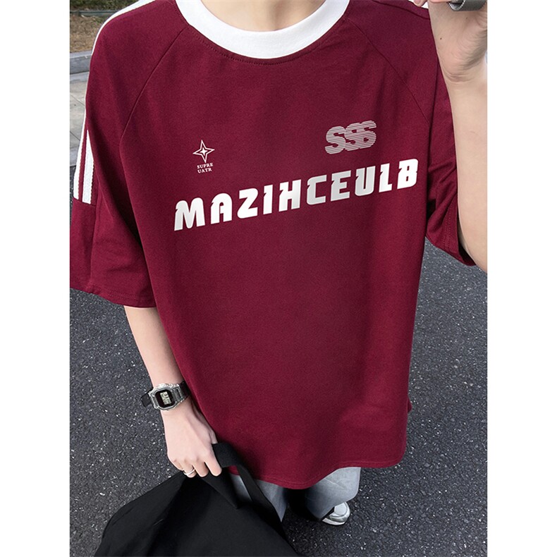量大优供抖音视频支持得物品质配合二开美式三条杠短袖t恤ZD209,男装T恤,电商A486