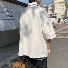 日系五分袖春夏季新款衬衫潮流慵懒男方领宽松型衬衫JC120P23，男装衬衫，星座1116-2