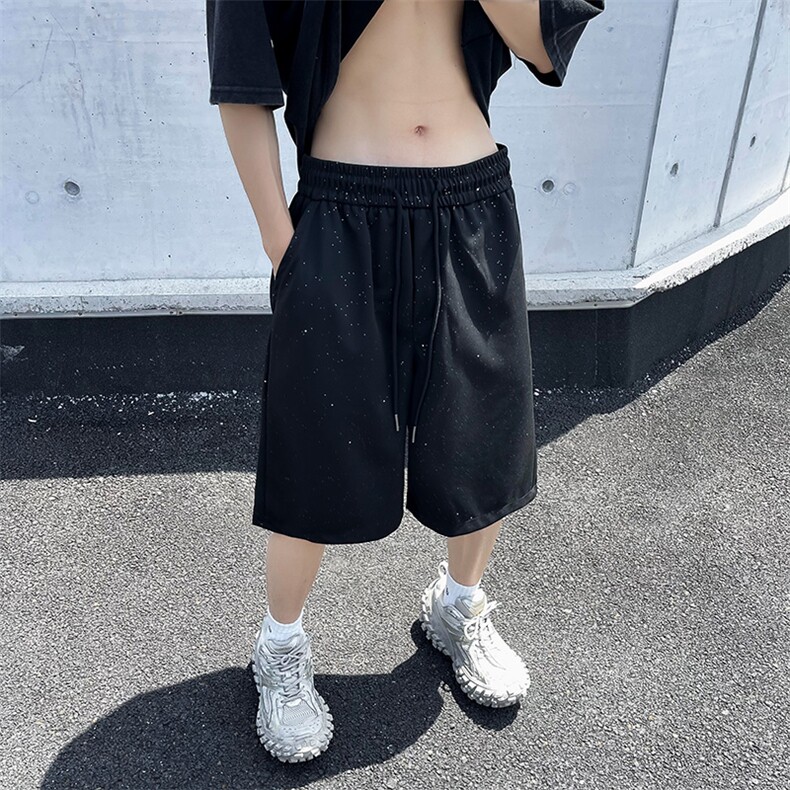 冰丝西装短裤男女夏季薄款高级感直筒中裤宽松大码潮流五分休闲裤,男装休闲裤,星座601-2