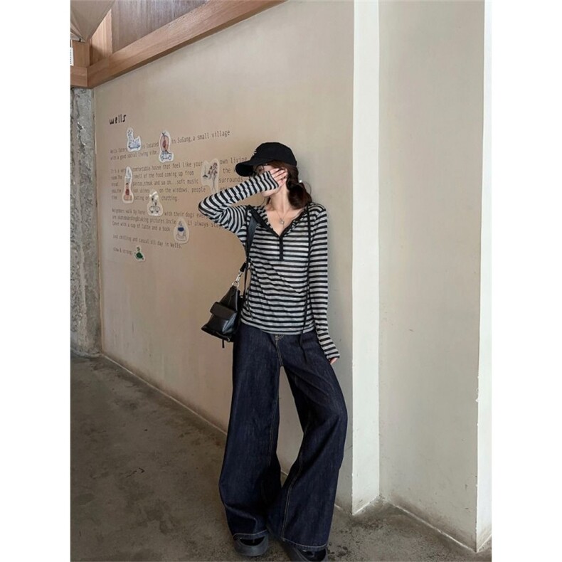 天丝亲肤防晒空调连帽罩衫撞色条纹T恤上衣女春夏季新款长袖帽衫,男装T恤,星座506A