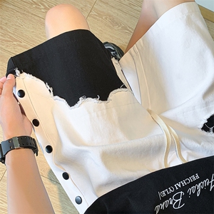 8XL-M 特大码短裤男夏季新款大码vibe破洞拼接高街短裤DK1518P50图片