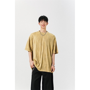 8XL-M 特大码夏季短袖冰丝皱感透气T恤男潮垂感宽松半袖DX305P45图片