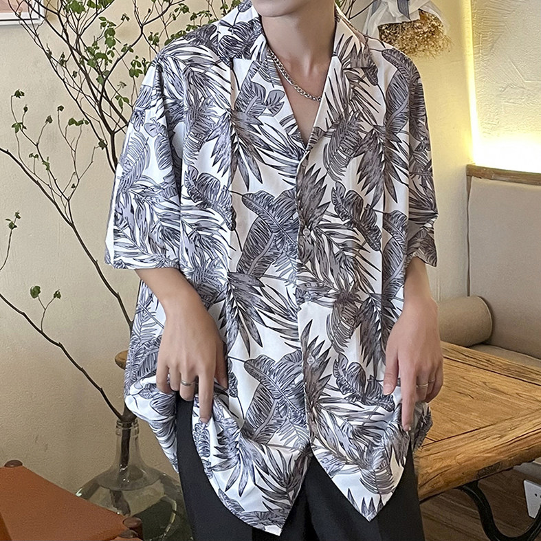 夏季文艺格子五分袖气质百搭潮流男标准青春流行拼色衬衫,男装衬衫,星座716-4
