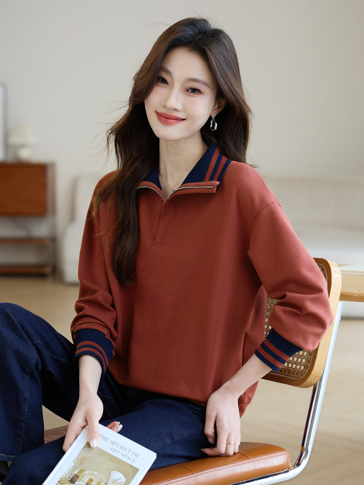 长期有货立领卫衣女2026年春秋新款洋气小个子半拉链气质休闲上衣,女装短外套,璐依舞