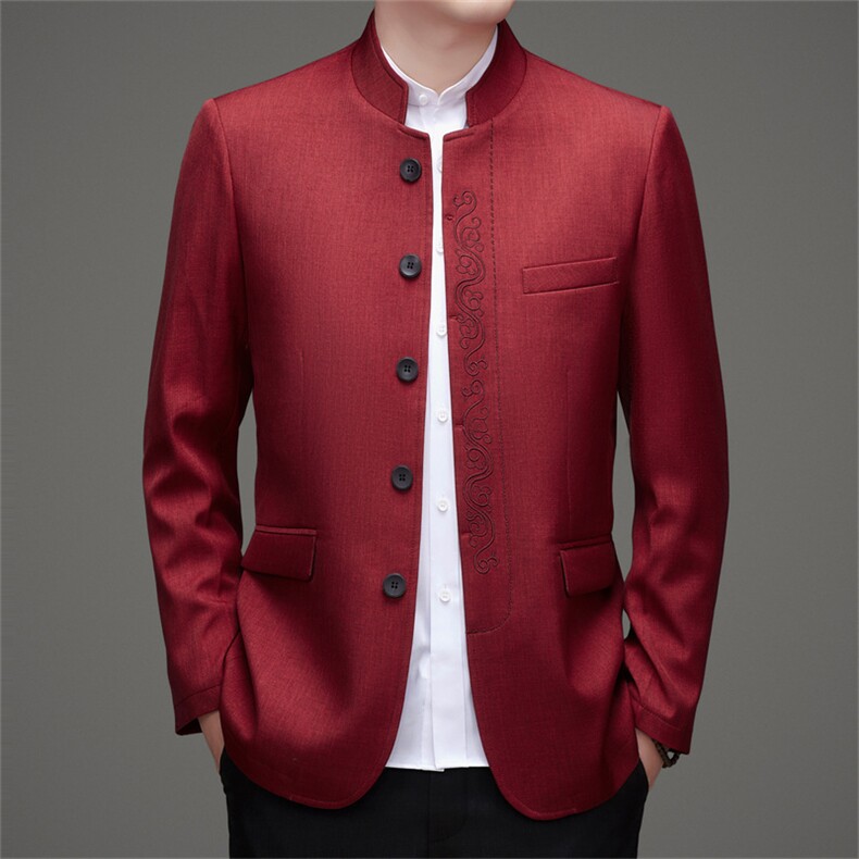 主推新款高品质中山装西服外套唐装男士中年风新中式西服上衣,男装西服,钱塘723