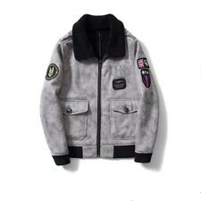 防麂皮绒机车服皮毛一体飞行服皮衣男外套保暖男士夹克F6000*P265，男装皮衣，电商D221(原钱塘6000)