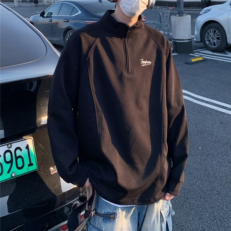 2025秋冬立体裁剪大码刺绣拉链套头华棉卫衣 W56686/特P38 黑色图片