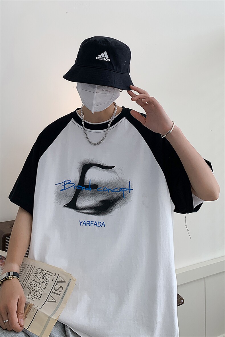 703-T310-P35夏季休闲拼色插肩袖休闲T恤,男装T恤,星座703