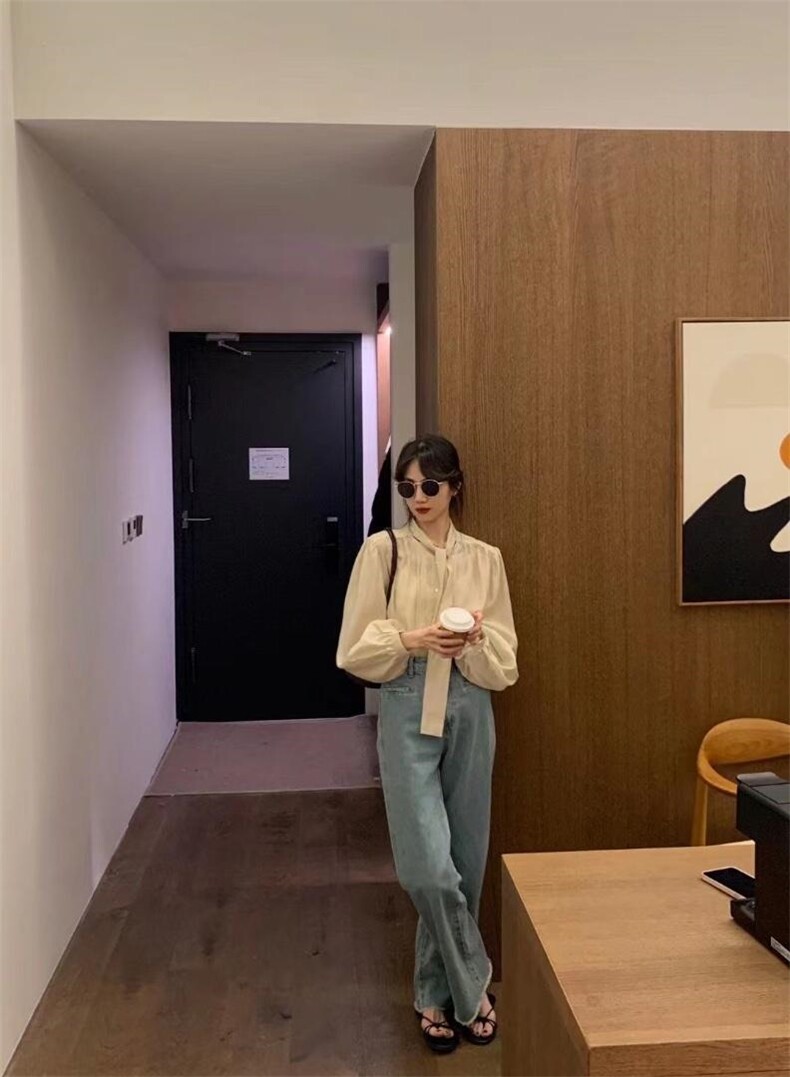 米，粉两色百搭飘带小衫，其它，欧妮卡蒂蔓