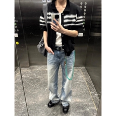 XZ1005-1-TTH615-P60开衫短袖男款夏季翻领针织T恤提花条纹半袖，男装T恤，星座1005-1