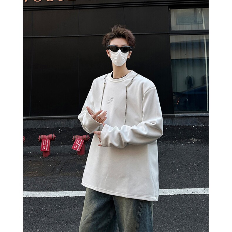 链条项链款男大时尚卫衣秋冬打底设计高街痞帅潮男打底衫长袖P55,男装卫衣,电商B319