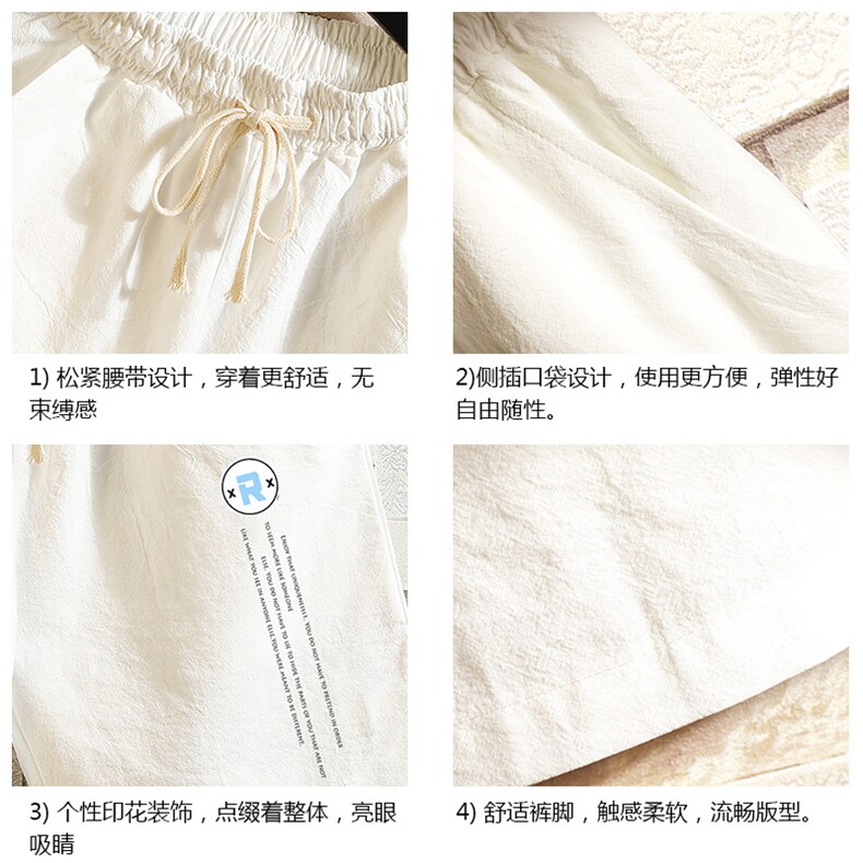 YD33168-P25亚麻短裤男大码棉麻五分裤男中裤沙滩裤砖墙挂拍,男装休闲裤,电商A040A