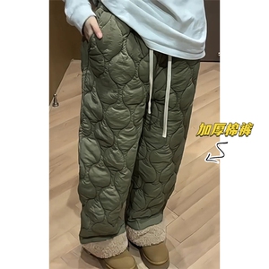 冬季抖音羊羔毛棉裤男女大码复古阔腿裤K5613J加棉-特P45控78图片