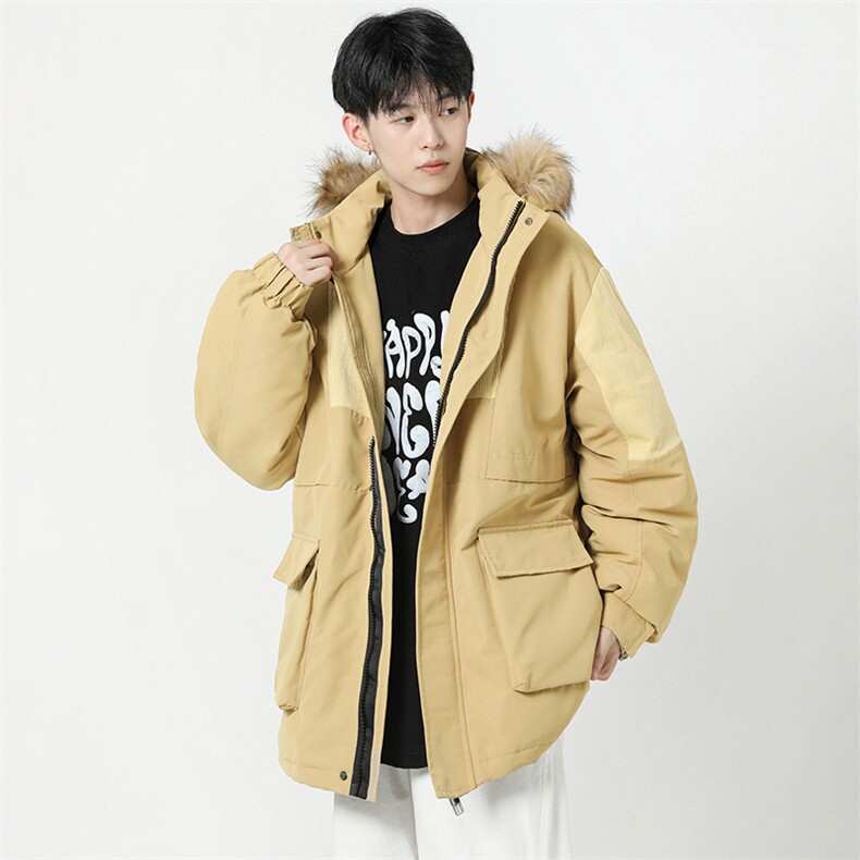 店主风2026新品宽松撞色棉服派克服毛领冬装加厚外套D009-P145,男装棉衣,星座717