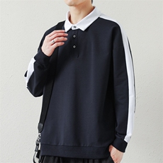 高品质日系翻领拼接长袖POLO衫男士潮款百搭卫衣男PL01-P46，男装卫衣，星座1204