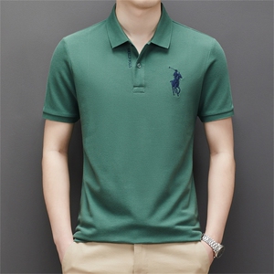 纯棉POLO衫短袖中年夏季商务休闲经典纯色打底衫男士时尚翻领上衣图片