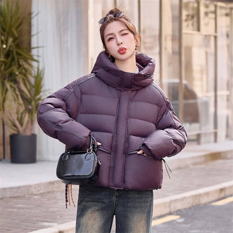 羽绒服女冬季2025冬新款短款连帽加厚白鸭绒宽松时尚休闲气质外套,女装羽绒服,意芙