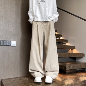 基础跑量秋冬阔腿裤宽松休闲裤子男弯刀裤休闲西裤K10158-特30图片