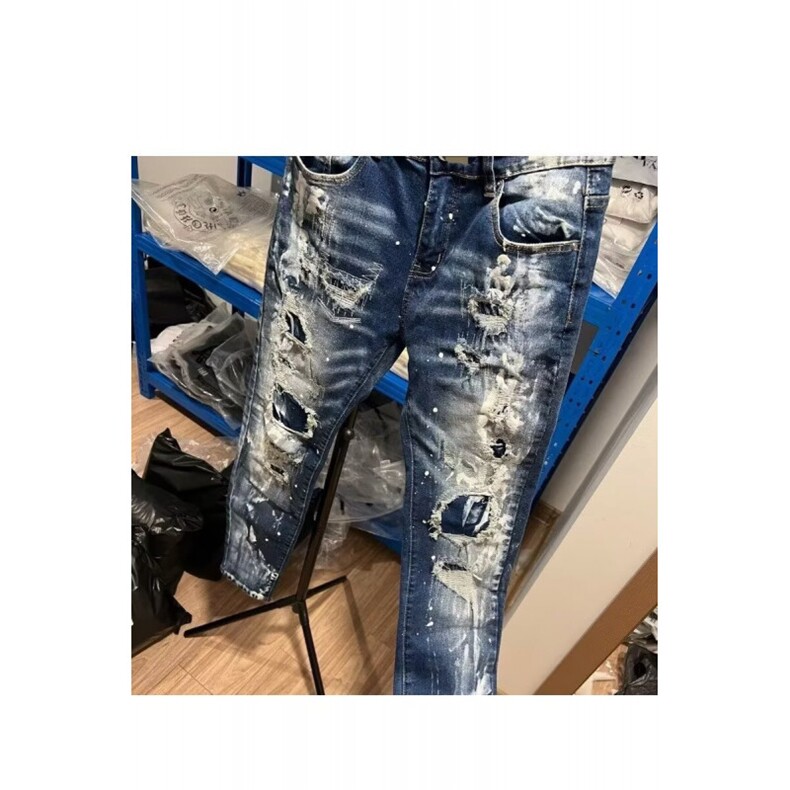 1506-1/K6531/P59潮牌男装新款深蓝色修身简约磨白漆点男士长裤子,男装休闲裤,星座1506-1