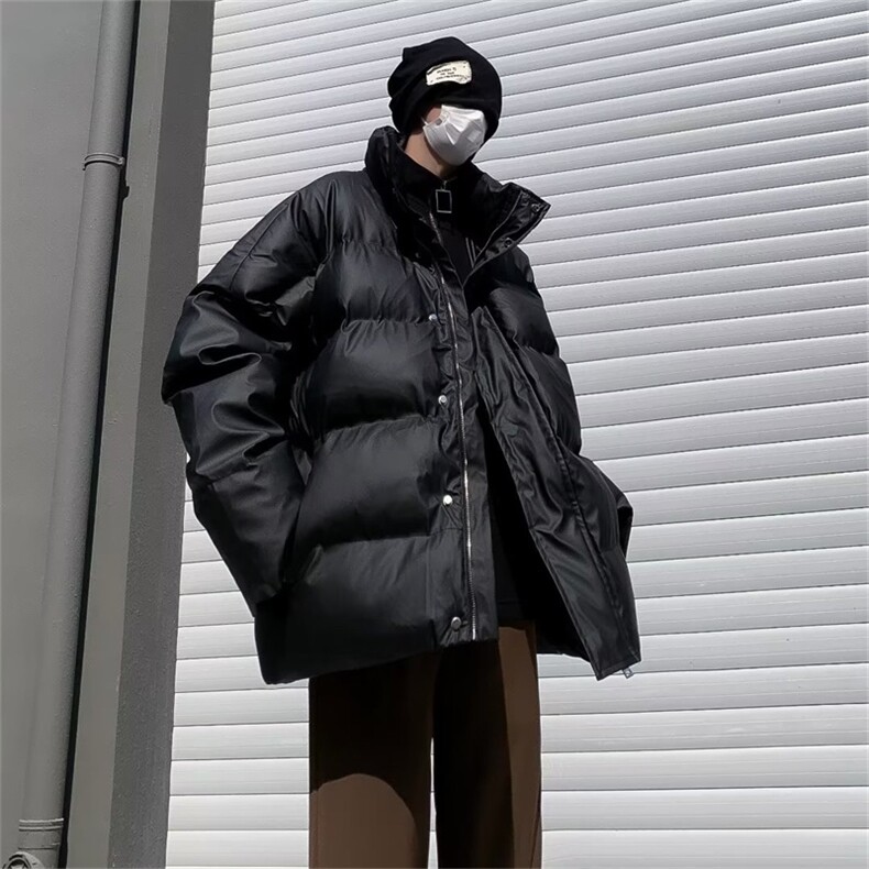 2024冬季PU皮面包服外套男士美式潮牌宽松加厚羽绒棉服 W7987-P82图片