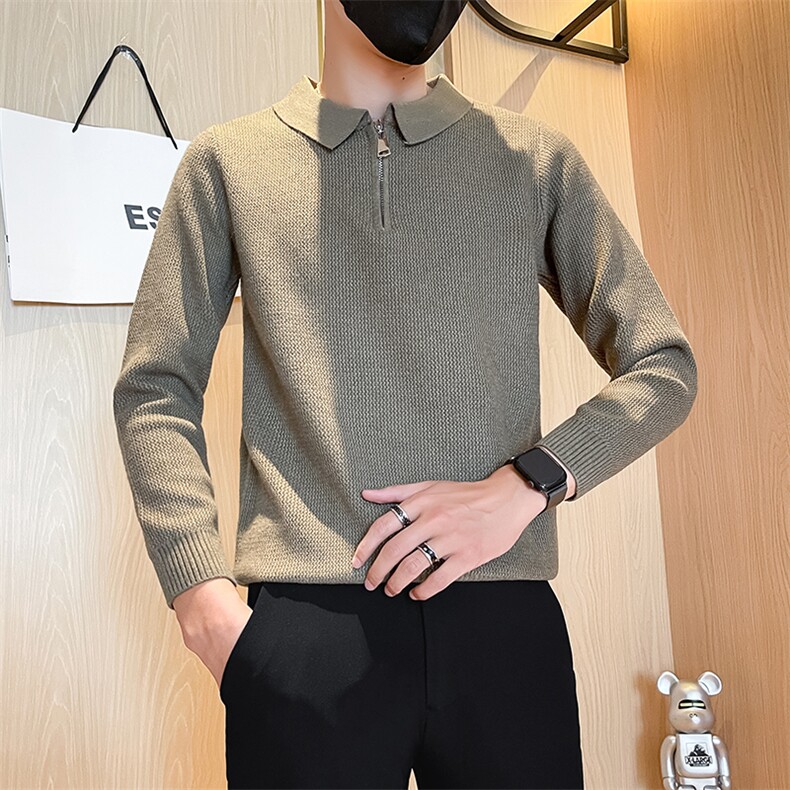 301A-1/M85/P58男士秋冬新款半拉链翻领纯色毛衣男冬季打底衫,男装T恤,星座301A-1