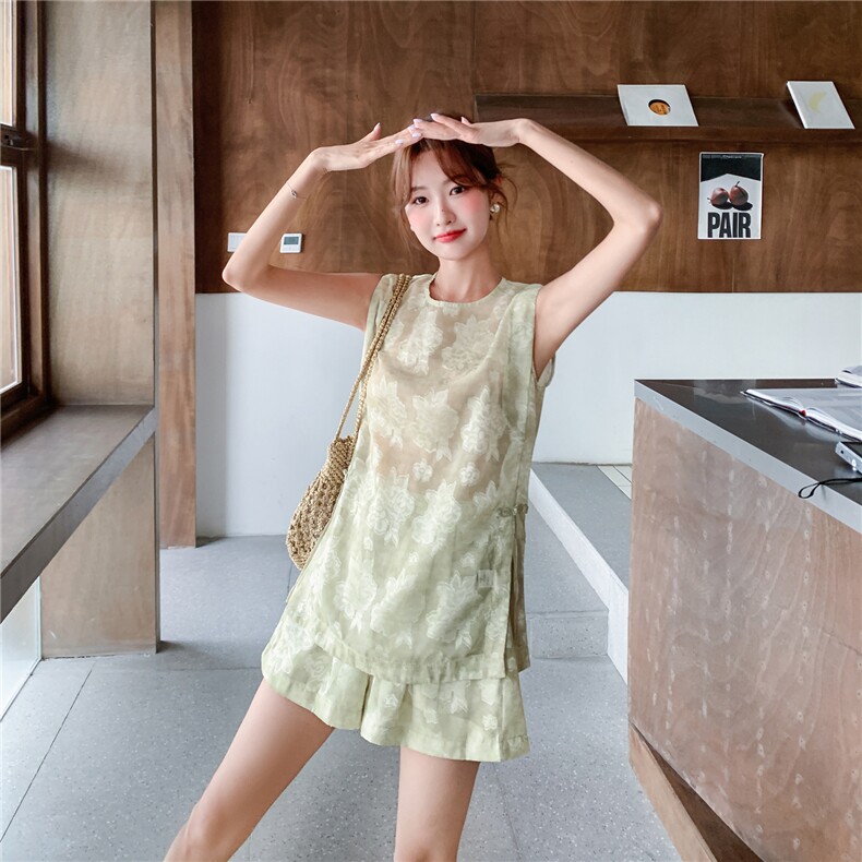 现货夏装新款新中式盘扣复古套装两件套2b114-2270-P160-K249,女装套装/套裙,网红馆