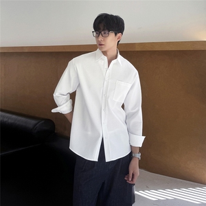 cleanfit皱褶面料男士宽松休闲衬衫 白色 S145/P55图片