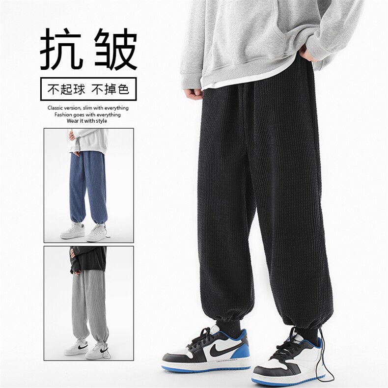 2022港风宽松直筒裤盐系灯芯绒垂感裤子松紧腰  TY040-1特批35图片