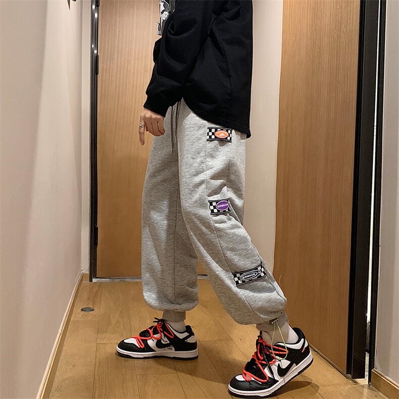 休闲裤男春季2023新款宽松抽绳束脚贴标卫裤情侣运动裤NB611-P35,男装休闲裤,星座1008