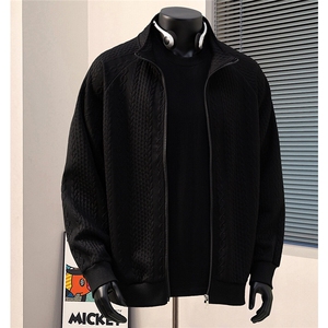 港风模特菱形麻花辫花纹大码M-5XL夹克100%聚酯纤维JK77086P65控图片