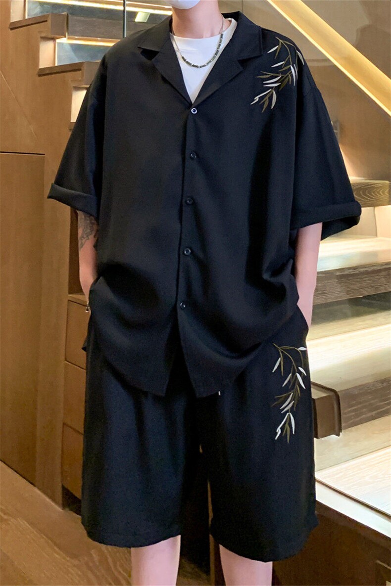 TZ96971/P960夏季新款新中式风刺绣西服领衬衣裤子套装男两件套,男装西服,电商A141