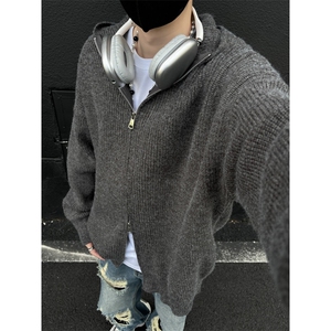 主推现货连帽开衫毛衣宽松针织衫W600图片