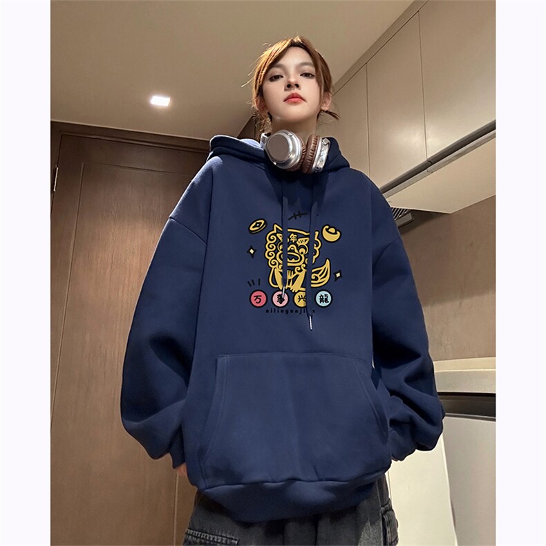 贺新年红色加绒卫衣DT5352-TP55控价78冬季情侣重磅印花卫衣女,男装卫衣,电商A102-1