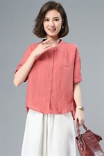 纯棉中年妈妈款短袖加大码190斤女装春夏新款宽松遮肚衬衫上衣潮，女装衬衫，奕阳依阁