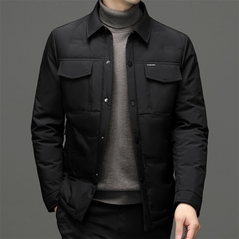 翻领羽绒服男短款冬季新款男士商务休闲中年爸爸装加厚保暖外套,男装羽绒服,电商B212（原钱塘6029）