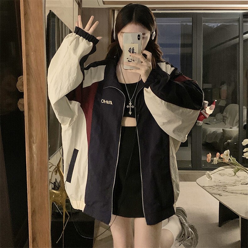 C968-P115美式复古运动夹克休闲外套男女春季2025新款撞色上衣,男装夹克,星座911-2(原星座613-2）