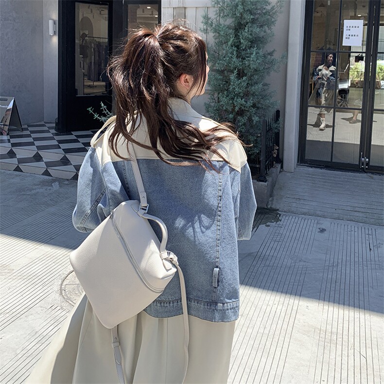 韩系工装牛仔拼接风衣外套女春秋2025新款超火好看中长款夹克大衣,女装风衣,2C292